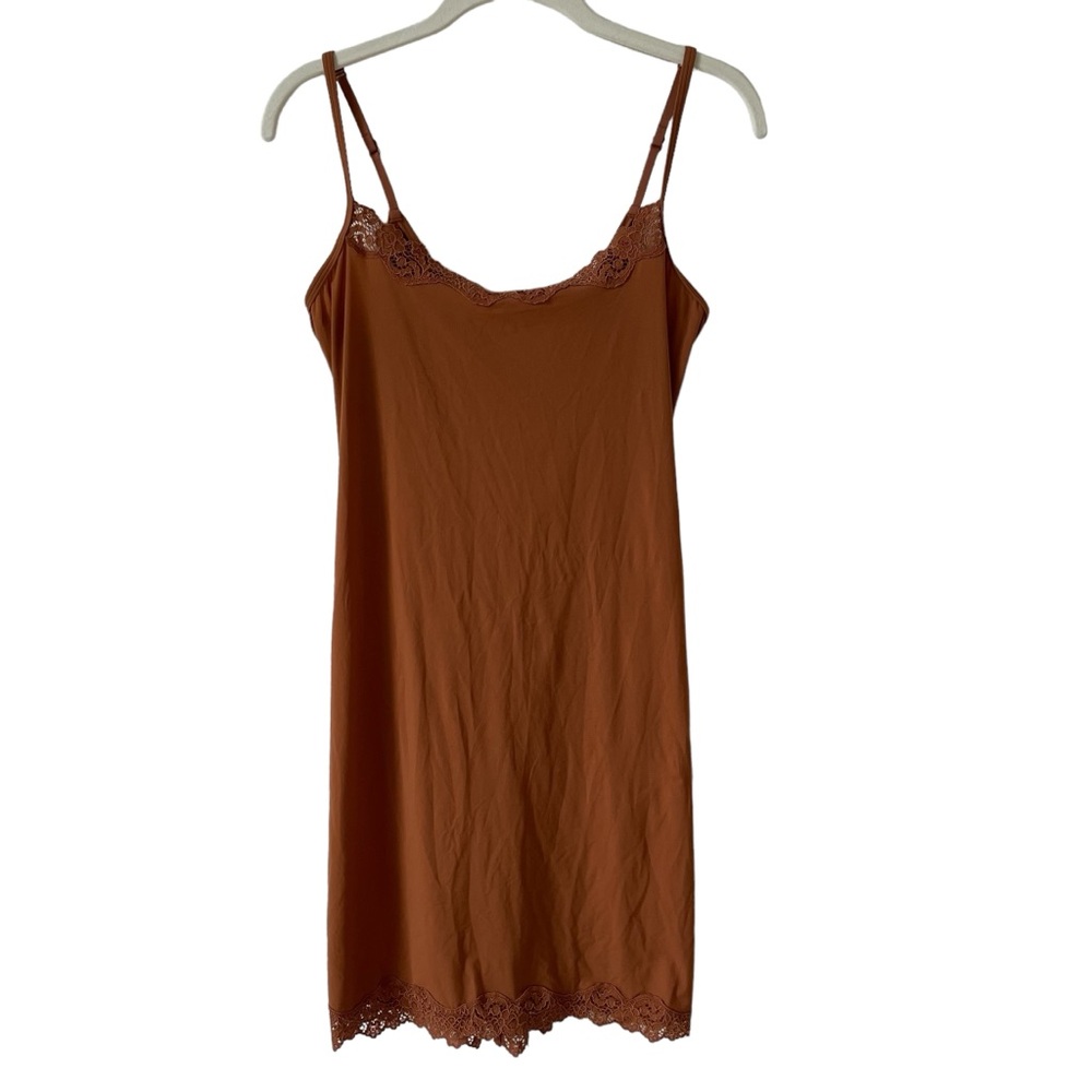 Skims Fits Everybody Lace Slip Dress Bronze Size XL Mini Stretch Celeb Style